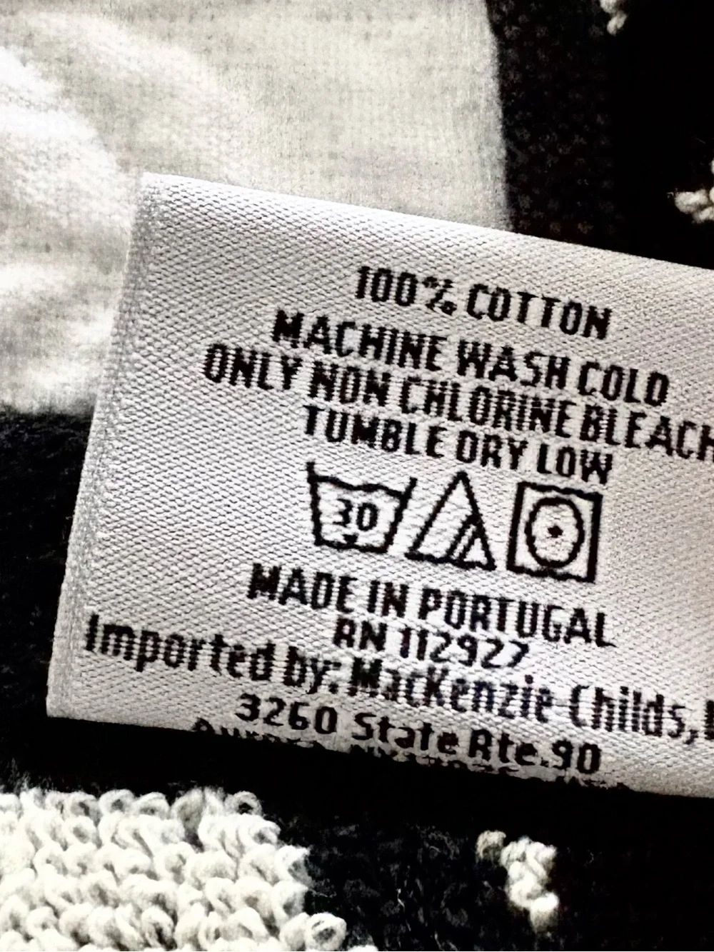 Mackenzie Childs Set of 2 Washcloths Trellis black and white pattern Brand NEW!